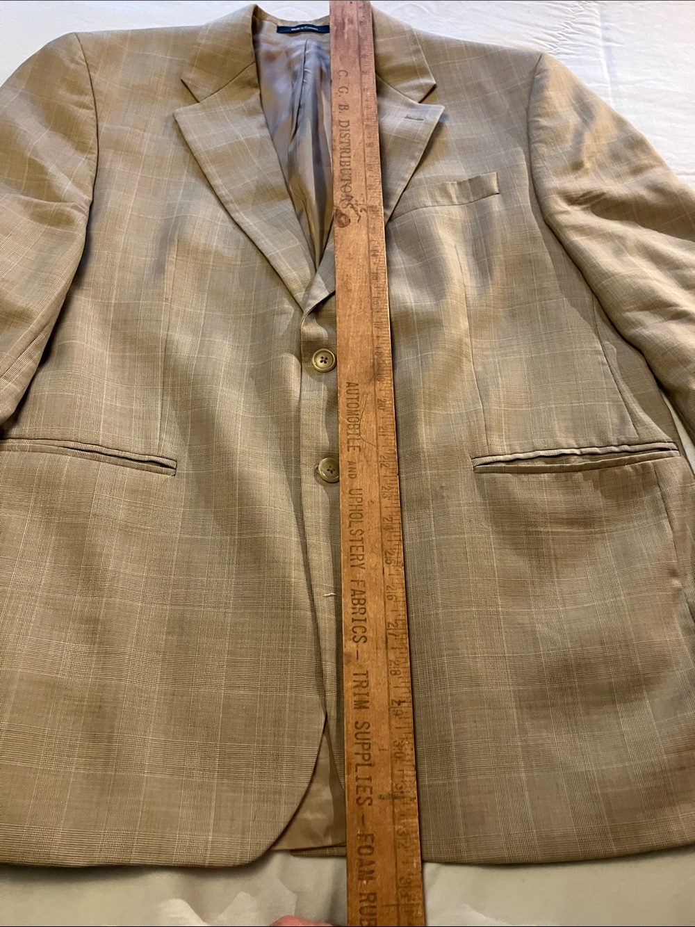 Chaps Ralph Lauren wool & cashmere vintage camel plaid sports jacket 40R - Picture 15 of 16
